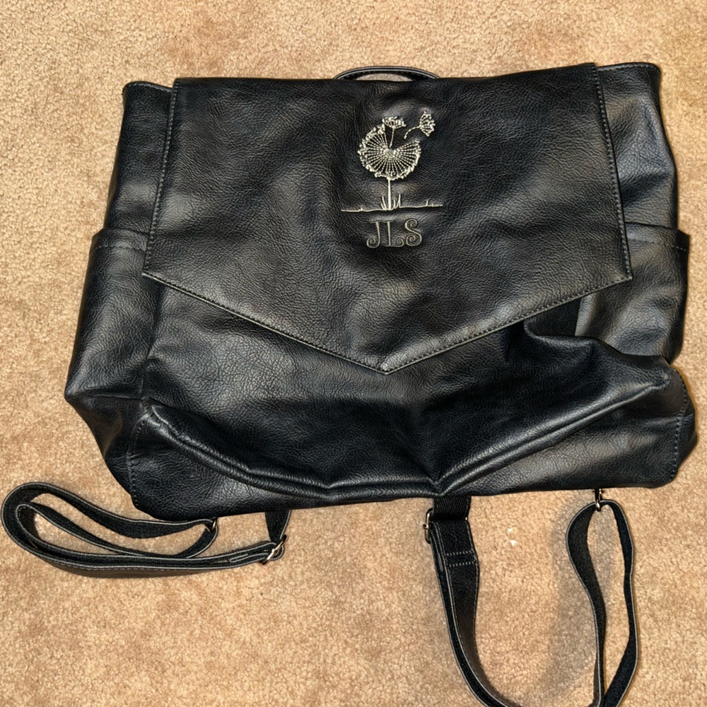 Leather thirty one backpack purse in black